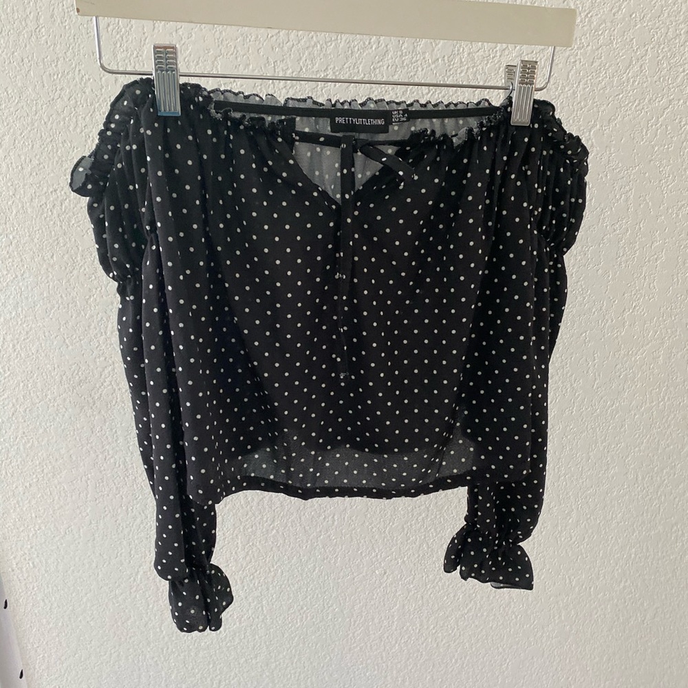 PrettLittleThing off-the-shoulder blouse